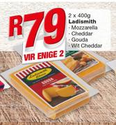 Ladismith Mozzarella/Cheddar/Gouda/Wit Cheddar-2 x 400g