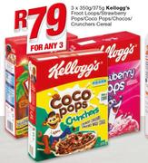 Kellggs Froot Loops/Strawberry Pops/Coco Pops/Chocos/Crunchers Cereal-3 x 350g/375g