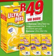 Danone Ultra Mel vla verskeidenheid-1Ltr Elk & Danone Ultra Mel Vla-6 x 125ml Per Pak