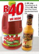 All Joy tamatiesous-2Ltr & All Joy Veri Peri Sous verskeidenheid-125ml Elk