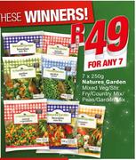 Natures Garden Mixed Veg/Stir Fry/Country Mix/Peas/Garden Mix-7 x 250g