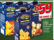Clover Krush 100% vrugtesap-mengsel verskeidenheid-4 x 1Ltr