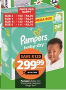Pampers Baby Dry Disposable Nappies Mega Box-Per Pack