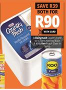 Dairymaid Country Fresh Ice Cream Assorted-5Ltr Each & Koo Peach Slices In Syrup-410g Both For