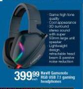 Havit Gameonde RGB USB 7.1 Gaming Headphones-Each