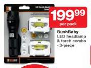 Bush Baby LED Headlamp & Torch Combo 3 Piece-Per Pack
