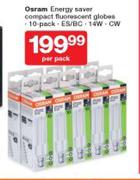 Osram Energy Saver Compact Fluorescent Globes 10 Pack-Per Pack