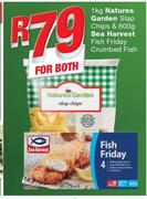 Natures Garden Slap Chips 1kg & Sea Harvest Fish Friday Crumbed Fish 600g-For Both