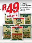Santa Bianca Stuffed/Pitted/Whole Green Olives-6x195g