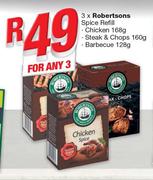 Robertsons Spice Refill Chicken 168g, Steak & Chops 160g, Barbecue 128g-For Any 3
