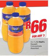 Halls's Squash Concentrate-3x1.25Ltr