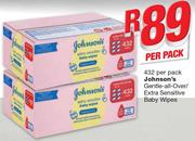 Johnson’s Gentle-All-Over/Extra Sensitive Baby Wipes 432-Per Pack