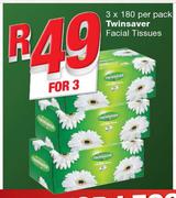 Twinsaver Facial Tissues-3x180 Per Pack