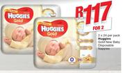 Huggies Gold New Baby Disposable Nappies 2x24 Per Pack