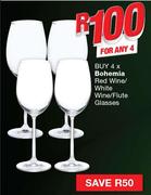 4 x Bohemia Red Wine/White Wine/Flute Glasses