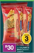 Fatti's & Moni's Macaroni/Spaghetti-3 x 500g