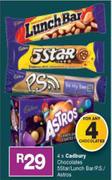 Cadbury Chocolate 5 Star/Lunch Bar/PS/Astros-For Any 4