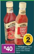 Wellington's Sweet Chilli Jalapeno Sauce 500ml  Or Tomato Sauce 700ml-For Any 2 