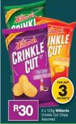 Willards Crinkle Cut Chips Assorted-3 x125g