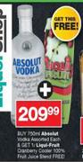Absolut Vodka Assorted 750ml With 1Ltr Free Liqui Fresh Cranberry Cooler 100% Fruit Juice