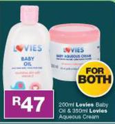Lovies Baby Oil 200ml And Lovies Aqueous Cream-For Both
