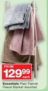 Essentials Plain Flannel Fleece Blanket Assorted-Each