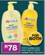 Lovies Baby Bath Wash 500ml And Lovies Baby Shampoo 500ml-For Both