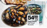 Cape Point Half Shell Mussels-400g Each