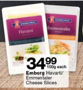 Emborg Havarti/Emmentaler Cheese Slices 150g-Each