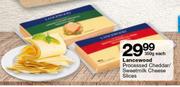 Lancewood Processed Cheddar/Sweetmilk Cheese Slices 350g-Each