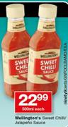 Wellington's Sweet Chilli/Jalapeno Sauce 500ml-Each