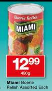 Miami Boerie Relish 450g-Each