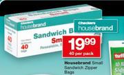 Housebrand Small Sandwich Zipper Bags-40 Per Pack