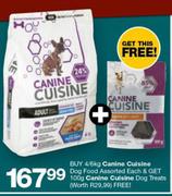 Cannie Cuisine Dog Food Assorted-4/6Kg Each Free Canine Cuisine Dog Treats-100g