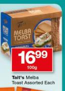 Tait's Melba Toast Assorted-100g Each