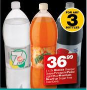 Mirinda Orange/Grape/Pineapple/Pepsi Light/Max/Mountain Dew/7up Sugar Free Cold Drink-3 x 2Ltr