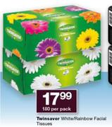 Twinsaver White/Rainbow Facial Tissues-180 Per Pack
