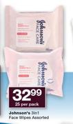 Johnson's 3 In 1 Face Wipes Assorted-25 Per Pack