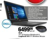 Dell 15" i3 Inspiron Notebook & Logitech MK171 Wireless Mouse