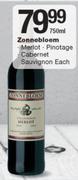 Zonnebloem Merlot/Pinotage/Cabernet Sauvignon-750ml Each