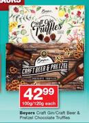 Beyers Craft Gin/Craft Beer & Pretzel Chocolate Truffles-100g/120g Each