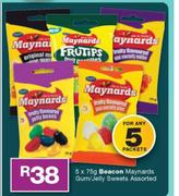 Beacon Maynards Gum/Jelly Sweets Assorted-5 x 75g