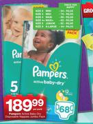 Pampers Active baby Dry Disposable Nappies Jumbo Pack-Per Pack