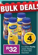 Purity Junior Ready To Drink Milk Assorted-4 x 200ml