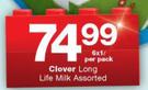 Clover Long Life Milk Assorted-6X1Ltr Per Pack