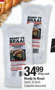 Ready To Braai Garlic & Herb Ciabatta-450g Each 