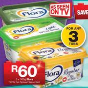 Flora 50% Fat Spread Assorted-3X500g