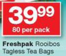 Freshpak Rooibos Tagless Tea Bags-80 Per Pack