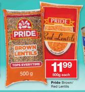 Pride Brown/ Red Lentils-500g Each