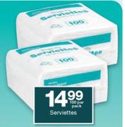 Housebrand Serviettes-100 Per Pack 